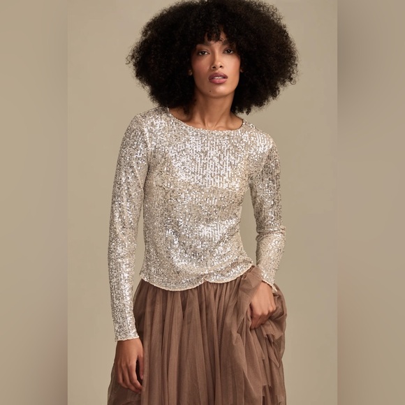 NWT LUCKY BRAND Sequin Long Sleeve Layering Top - Picture 6 of 10